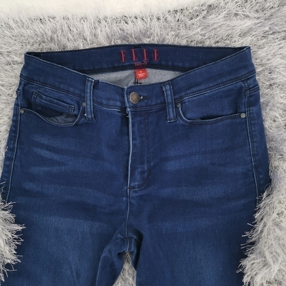 Elle Paris Women's 6 Blue Skinny Leg Regular Fit Mid Rise Navy Blue Jeans - Picture 3 of 11